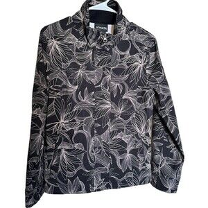 Athleta Odyssey Leaf Print Jacket Full Zip Magnetic Running Workout Black Sz M
